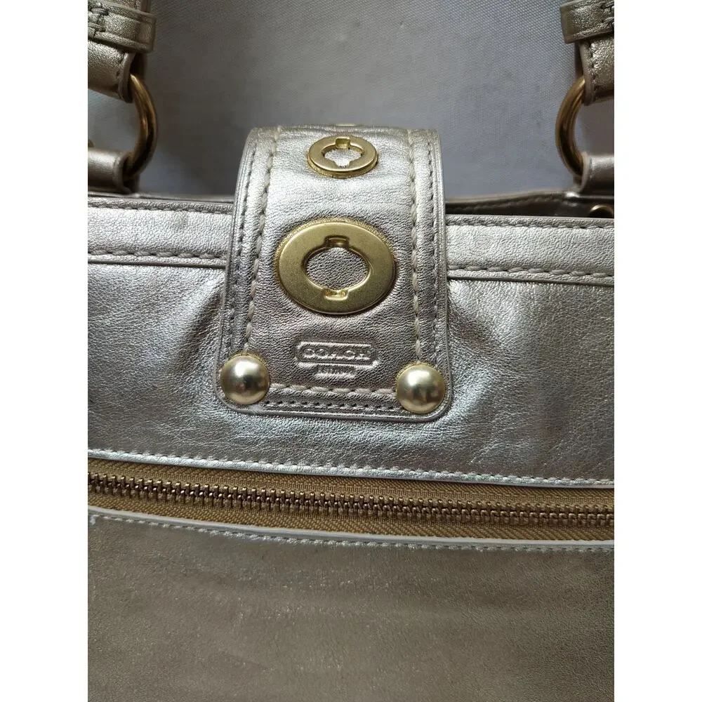 Coach Lily Metallic Gold Leather Limited Ed TurnLock Tote Bag - VTG